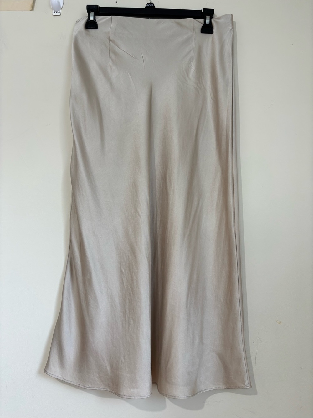 Quince Luxury Modern Feminine 100% Silk Champagne Satin Pull On Midi Skirt Sz M - Picture 6 of 16